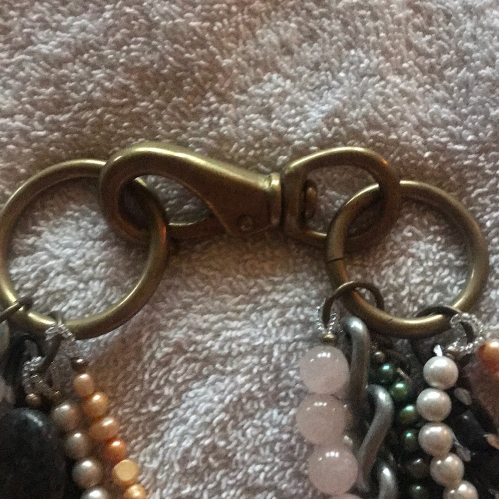 Statement Piece! Multi Stone Brushed Gold Necklace - image 2